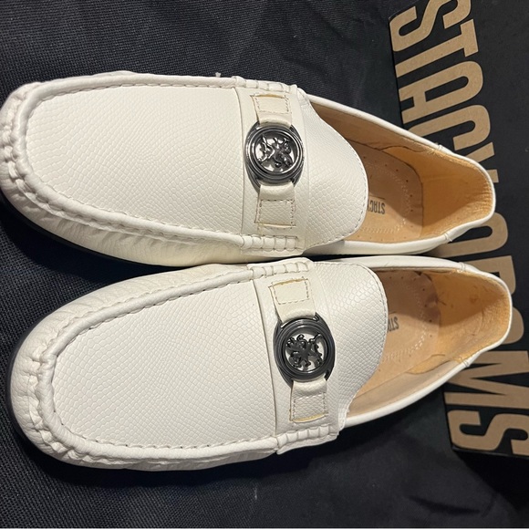 Stacey Adams White Moc Toe Bit Slip On Shoes Size 10 - Picture 6 of 9